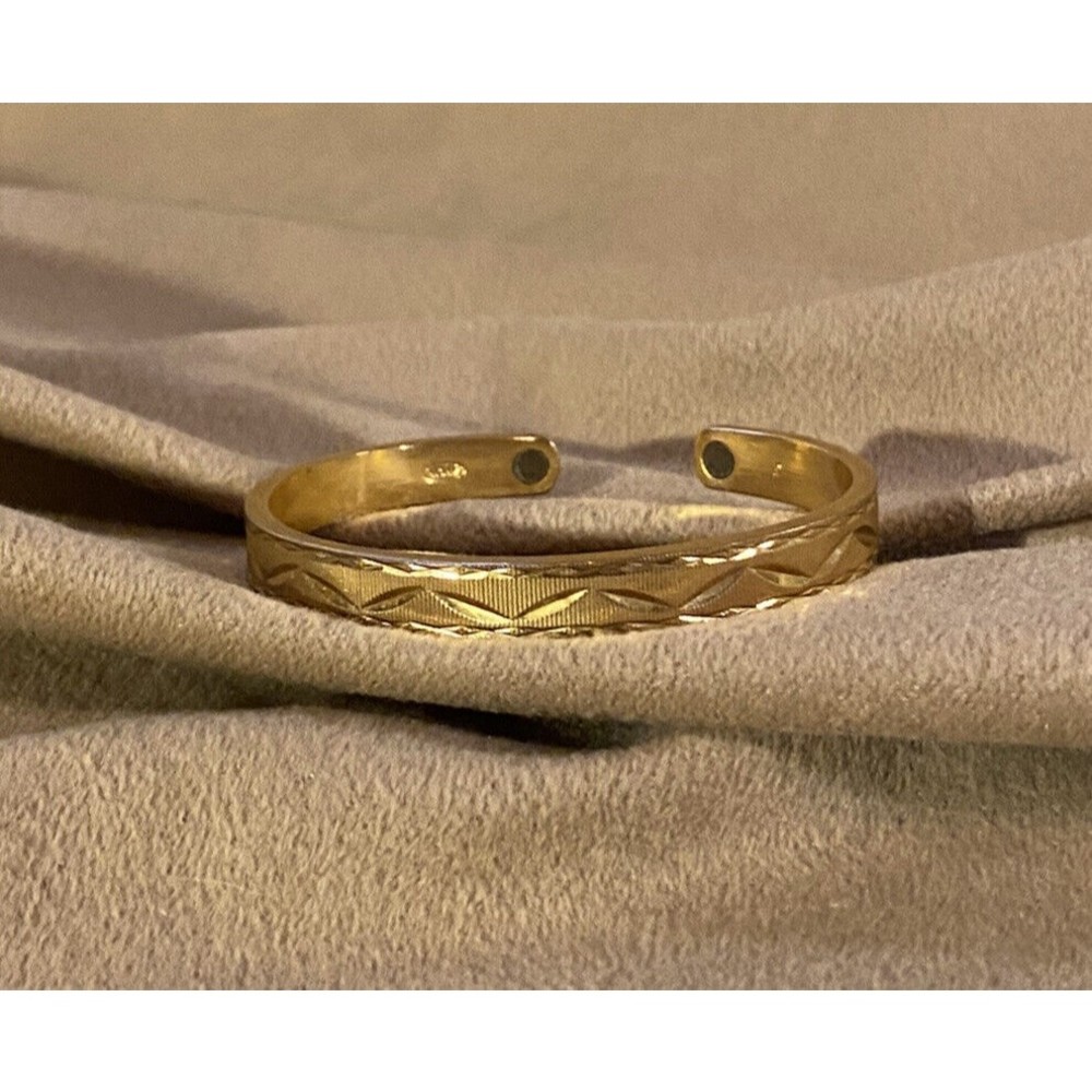 Golden Cuff Bracelet Modern SW Design With Magnets Marked Avon
